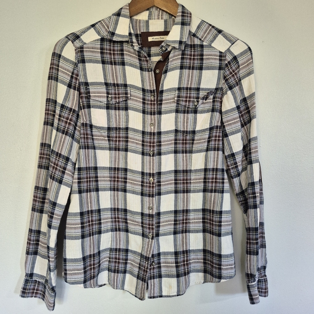 Massimo Dutti Plaid Long Sleeve Shirt Size 28